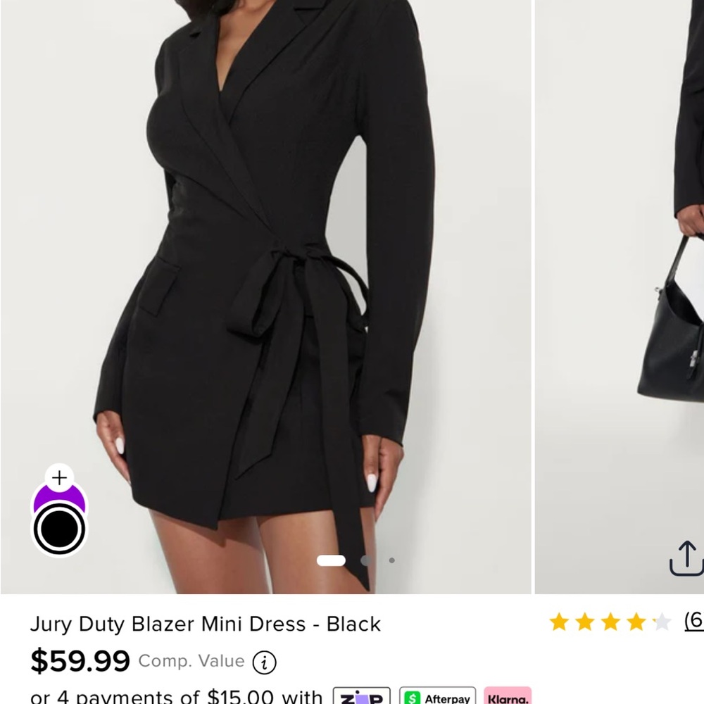Fashion Nova Black Blazer Mini Dress